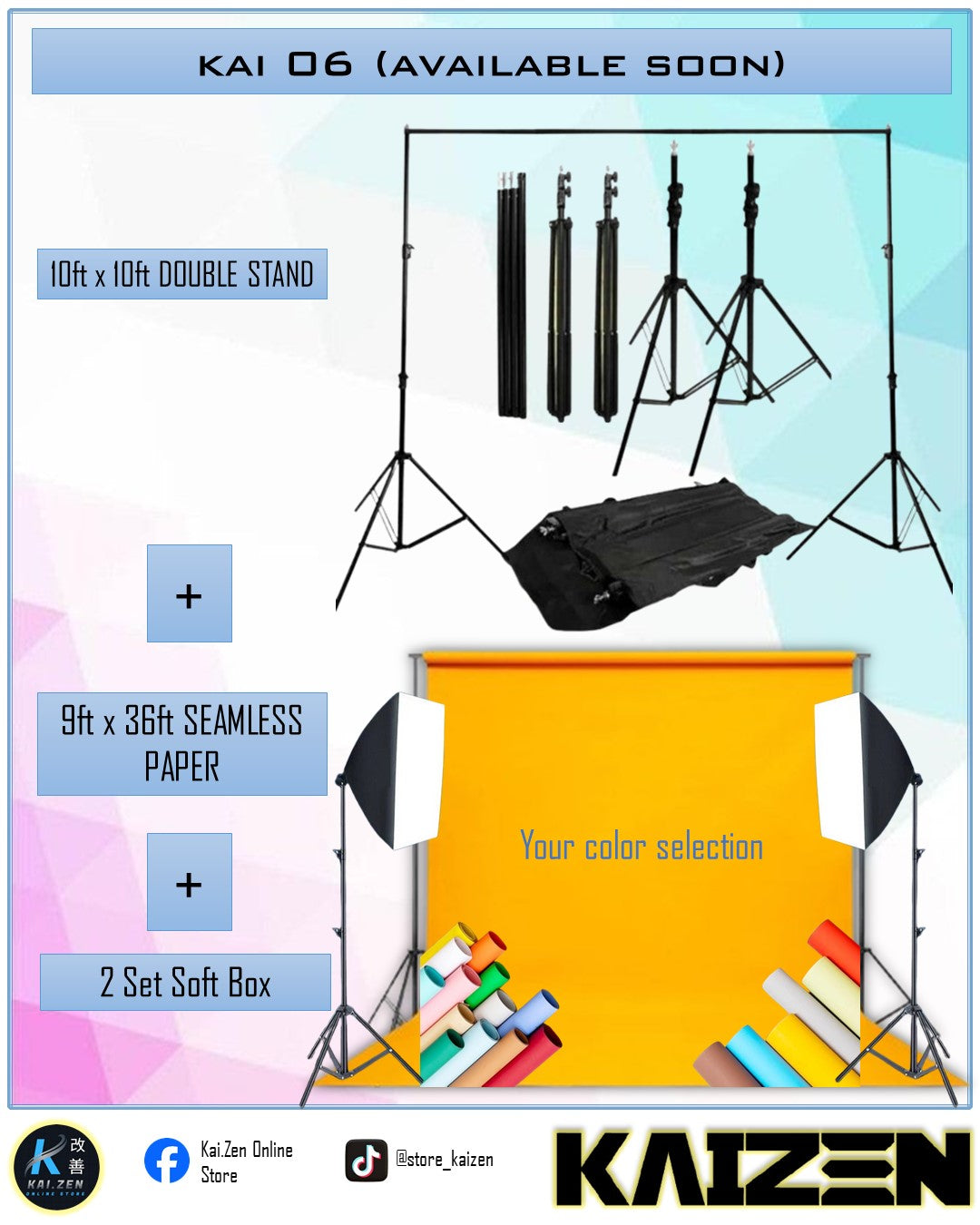 KAI 06 (Double Stand+ Seamless Paper + 2 sets Softbox)