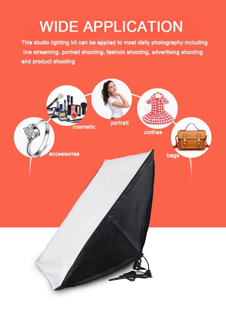50cm x 70cm Softbox Lighting For Photo Studio w/ Tripod Stand & Light bulb