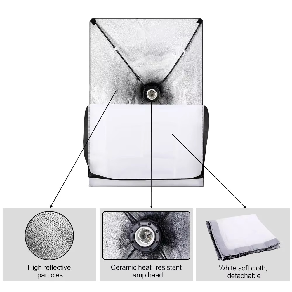 50cm x 70cm Softbox Lighting For Photo Studio w/ Tripod Stand & Light bulb
