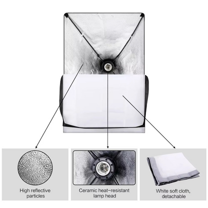 50cm x 70cm Softbox Lighting For Photo Studio w/ Tripod Stand & Light bulb