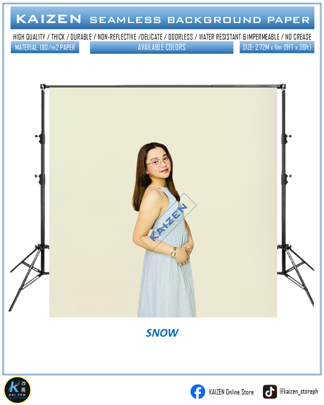 9ftx36ft Seamless Paper for Photography (KAIZEN Brand)