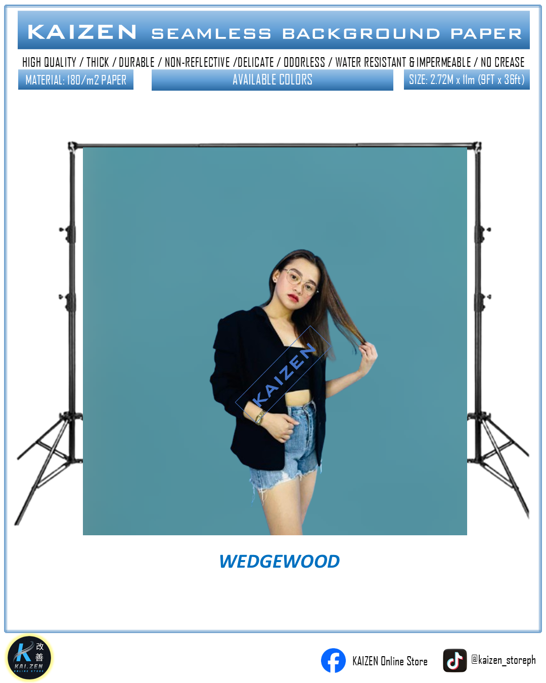 9ftx36ft Seamless Paper for Photography (KAIZEN Brand)