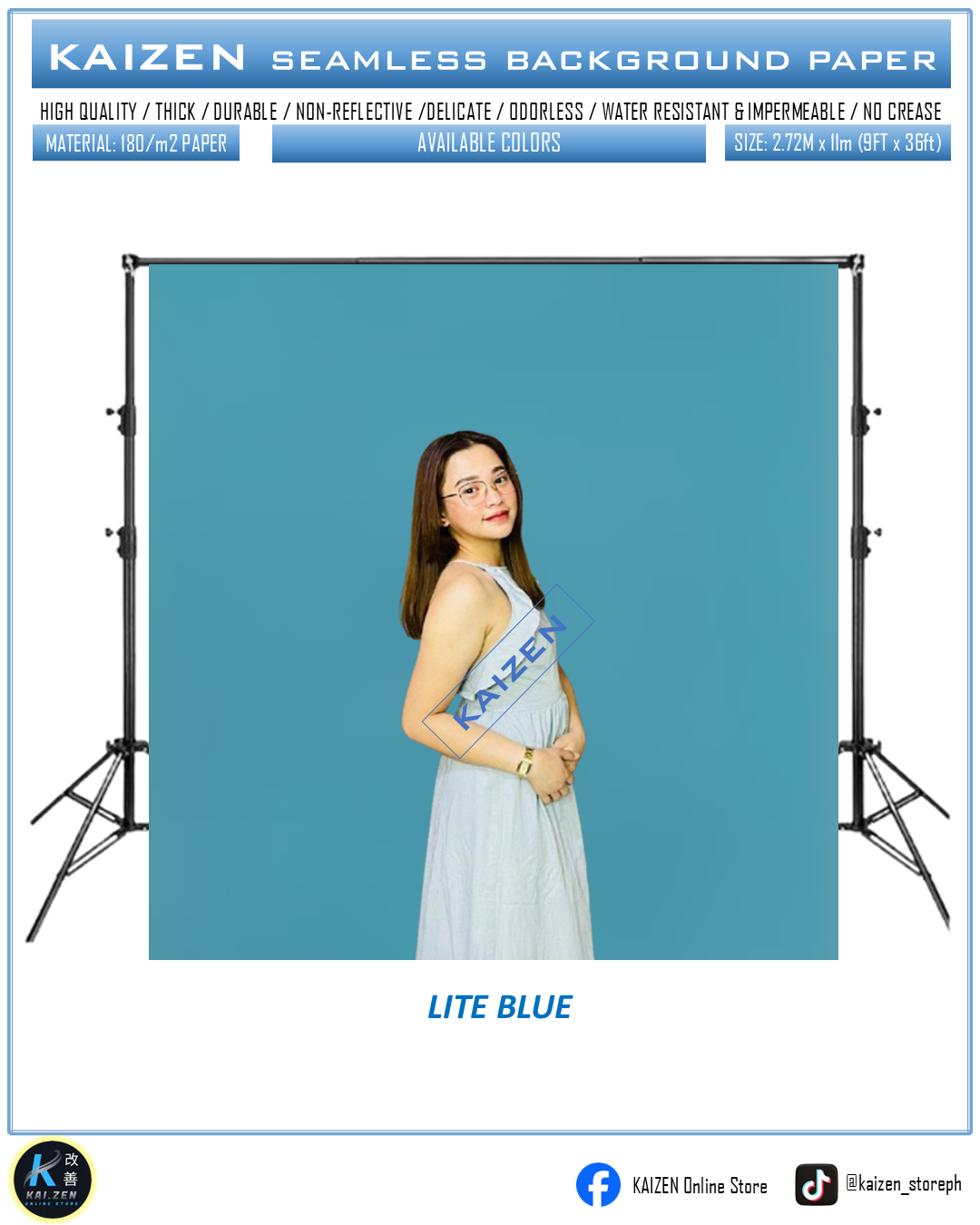 9ftx36ft Seamless Paper for Photography (KAIZEN Brand)