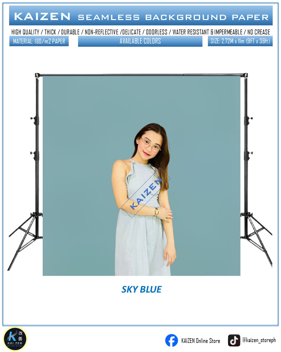 9ftx36ft Seamless Paper for Photography (KAIZEN Brand)