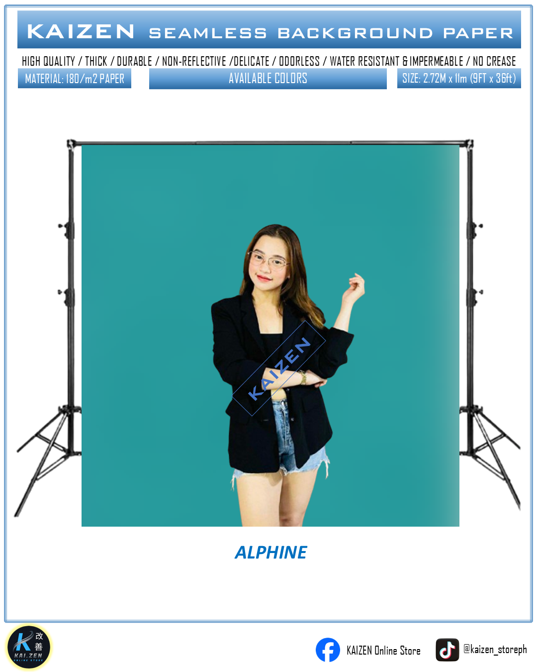 9ftx36ft Seamless Paper for Photography (KAIZEN Brand)