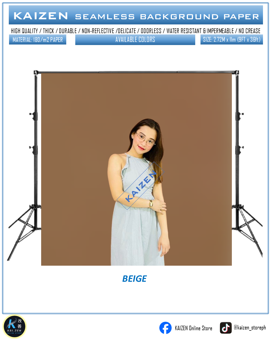 9ftx36ft Seamless Paper for Photography (KAIZEN Brand)