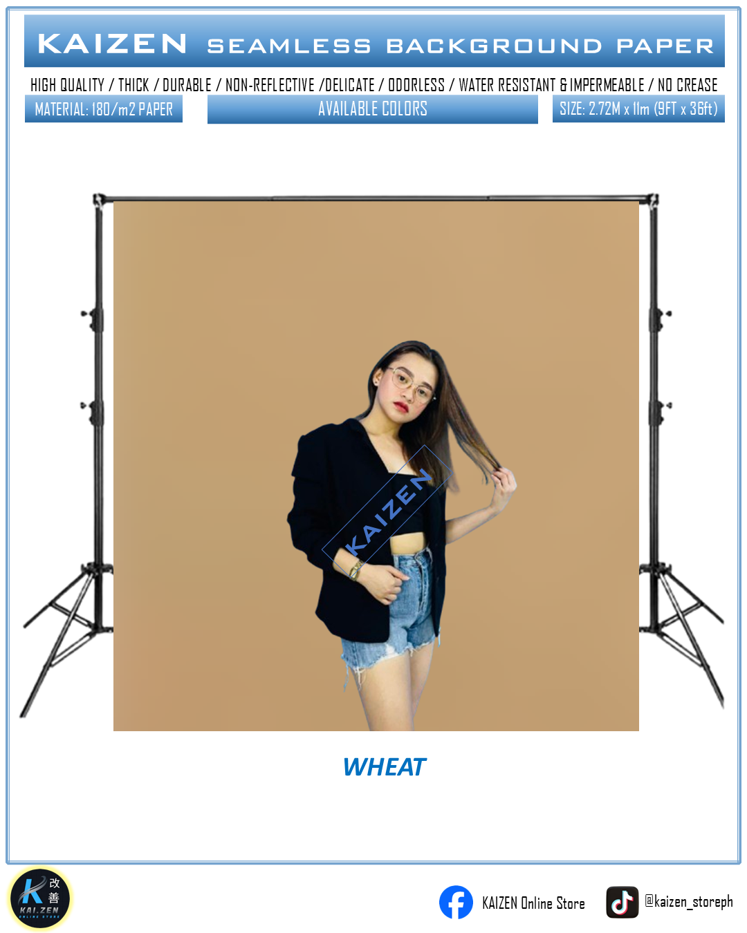 9ftx36ft Seamless Paper for Photography (KAIZEN Brand)