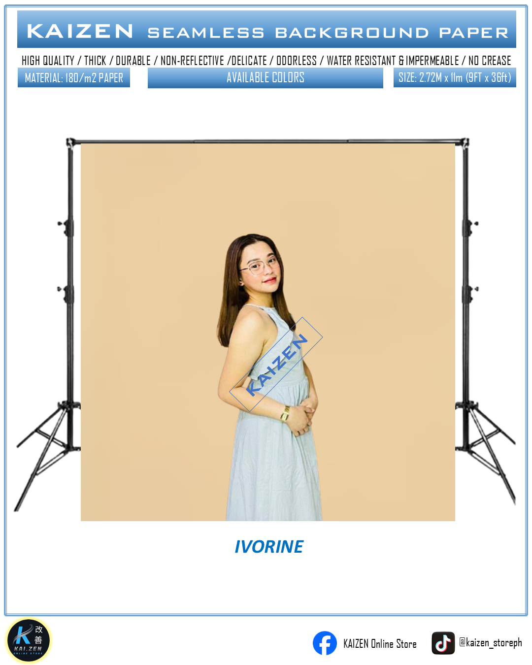 9ftx36ft Seamless Paper for Photography (KAIZEN Brand)