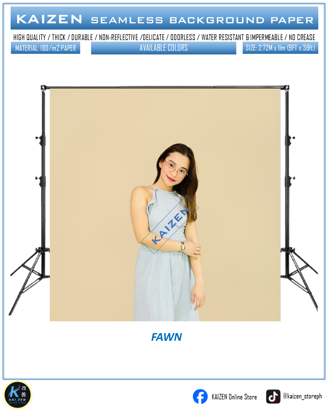 9ftx36ft Seamless Paper for Photography (KAIZEN Brand)