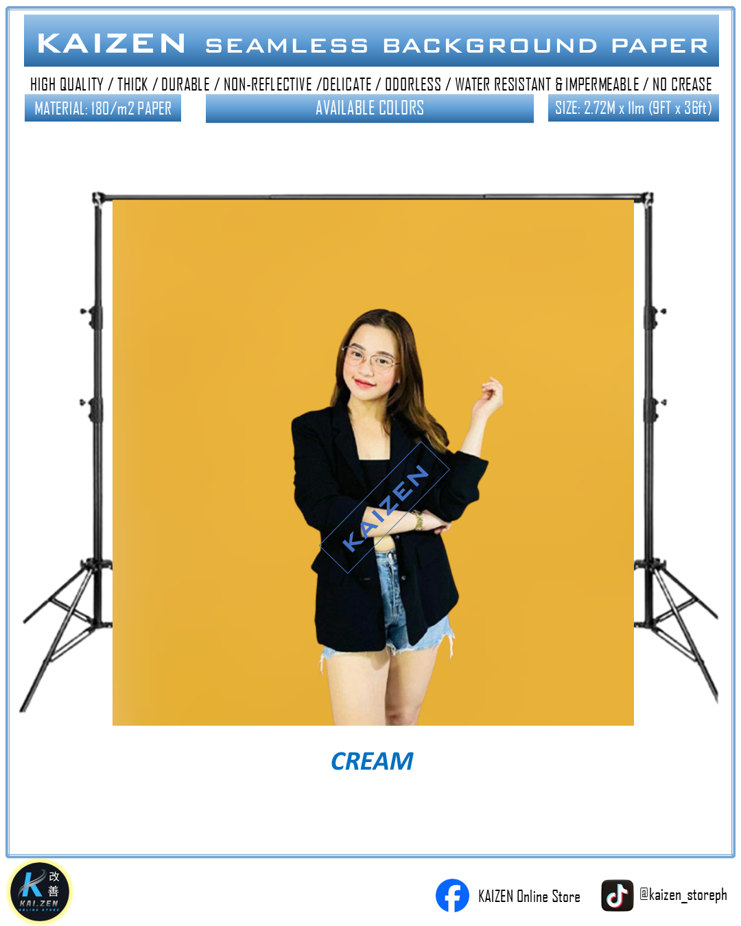 9ftx36ft Seamless Paper for Photography (KAIZEN Brand)