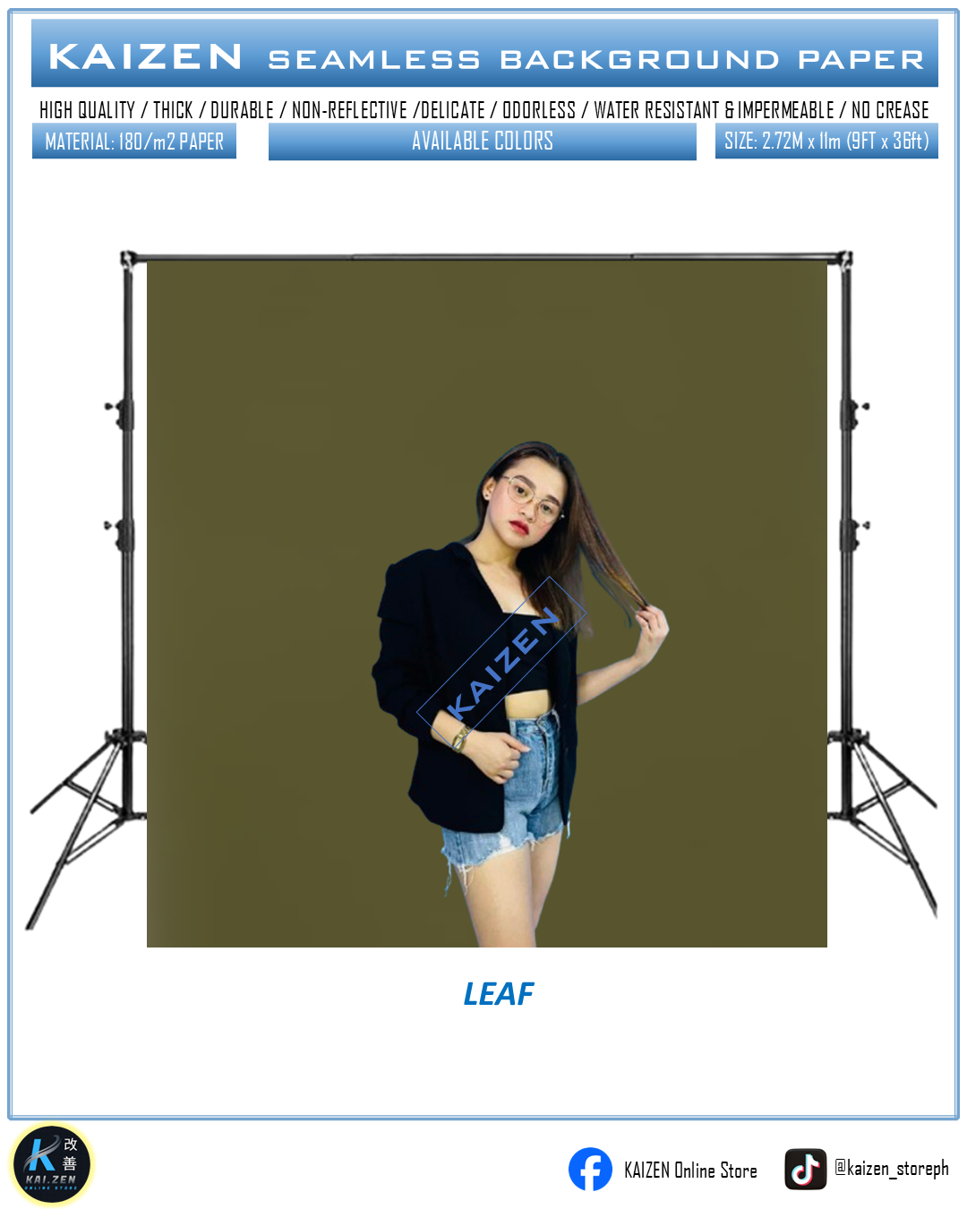 9ftx36ft Seamless Paper for Photography (KAIZEN Brand)