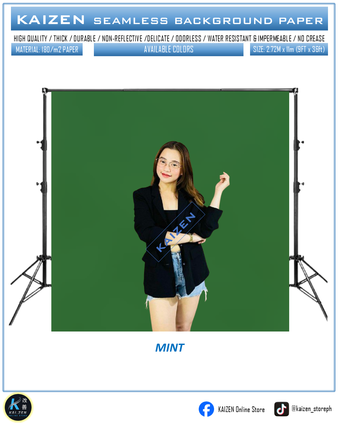 9ftx36ft Seamless Paper for Photography (KAIZEN Brand)