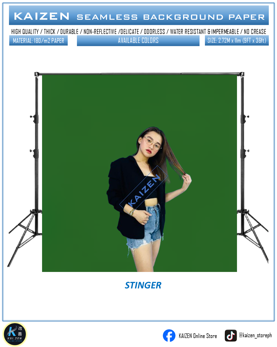 9ftx36ft Seamless Paper for Photography (KAIZEN Brand)