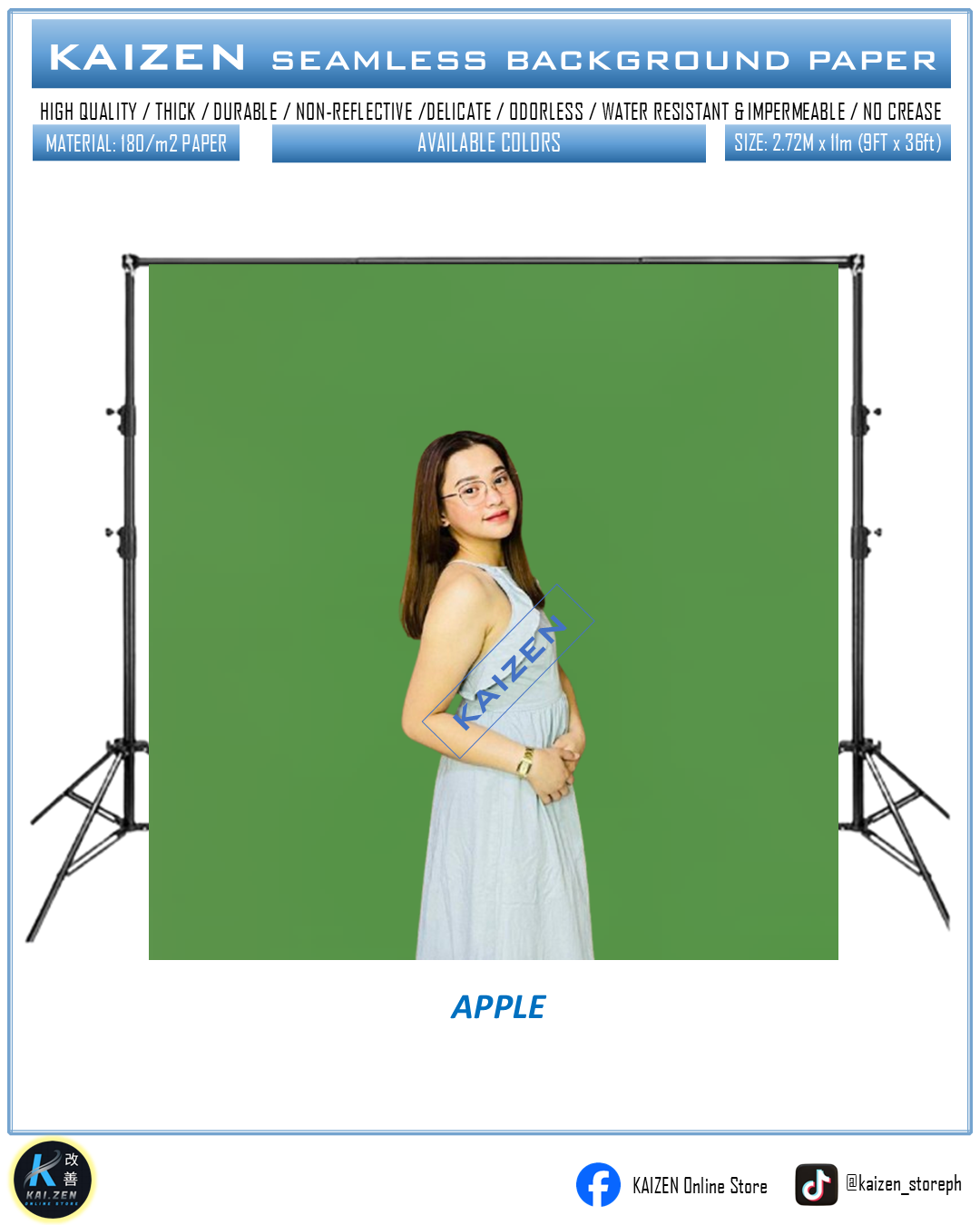 9ftx36ft Seamless Paper for Photography (KAIZEN Brand)