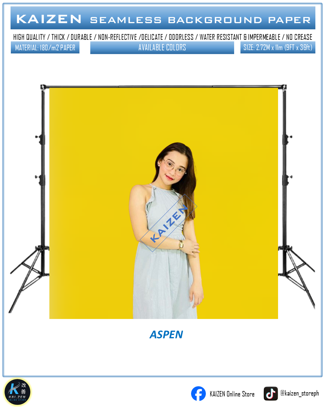 9ftx36ft Seamless Paper for Photography (KAIZEN Brand)