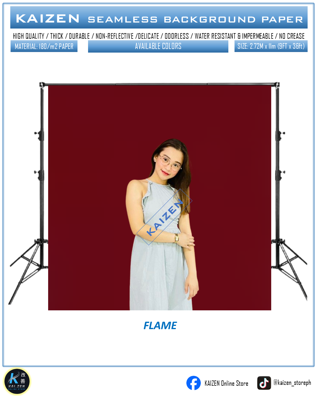 9ftx36ft Seamless Paper for Photography (KAIZEN Brand)