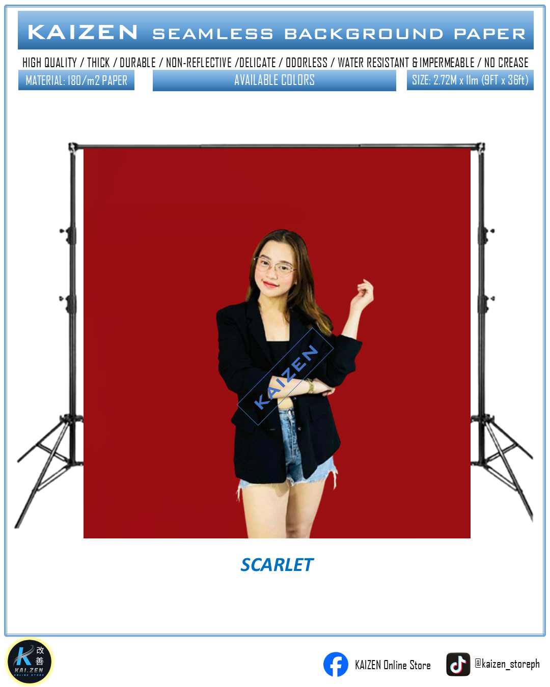 9ftx36ft Seamless Paper for Photography (KAIZEN Brand)