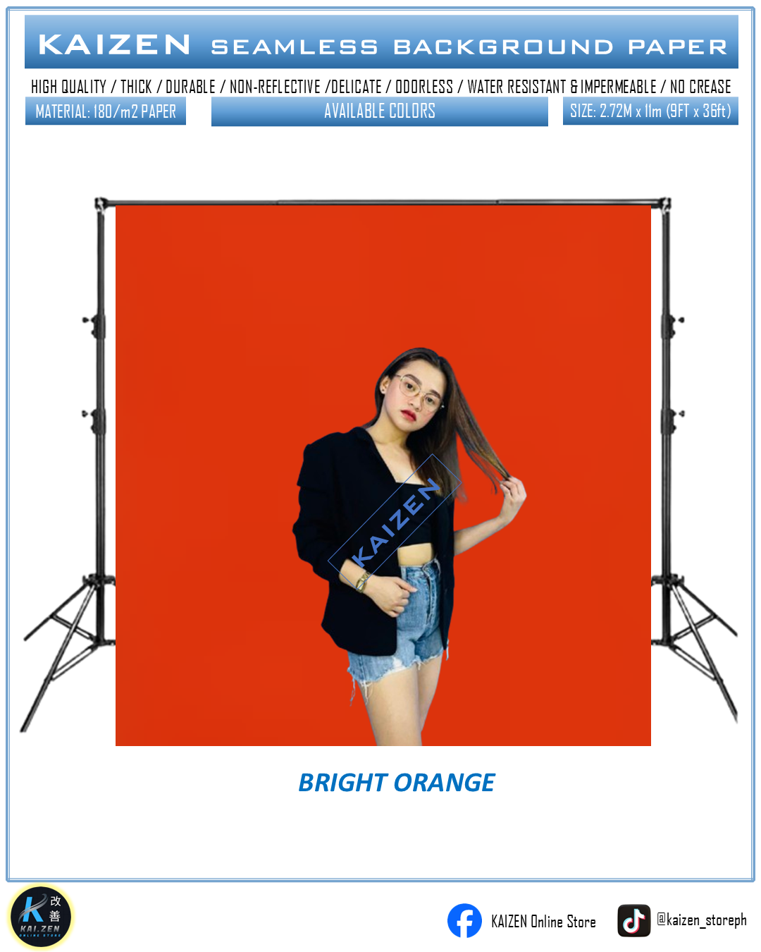 9ftx36ft Seamless Paper for Photography (KAIZEN Brand)