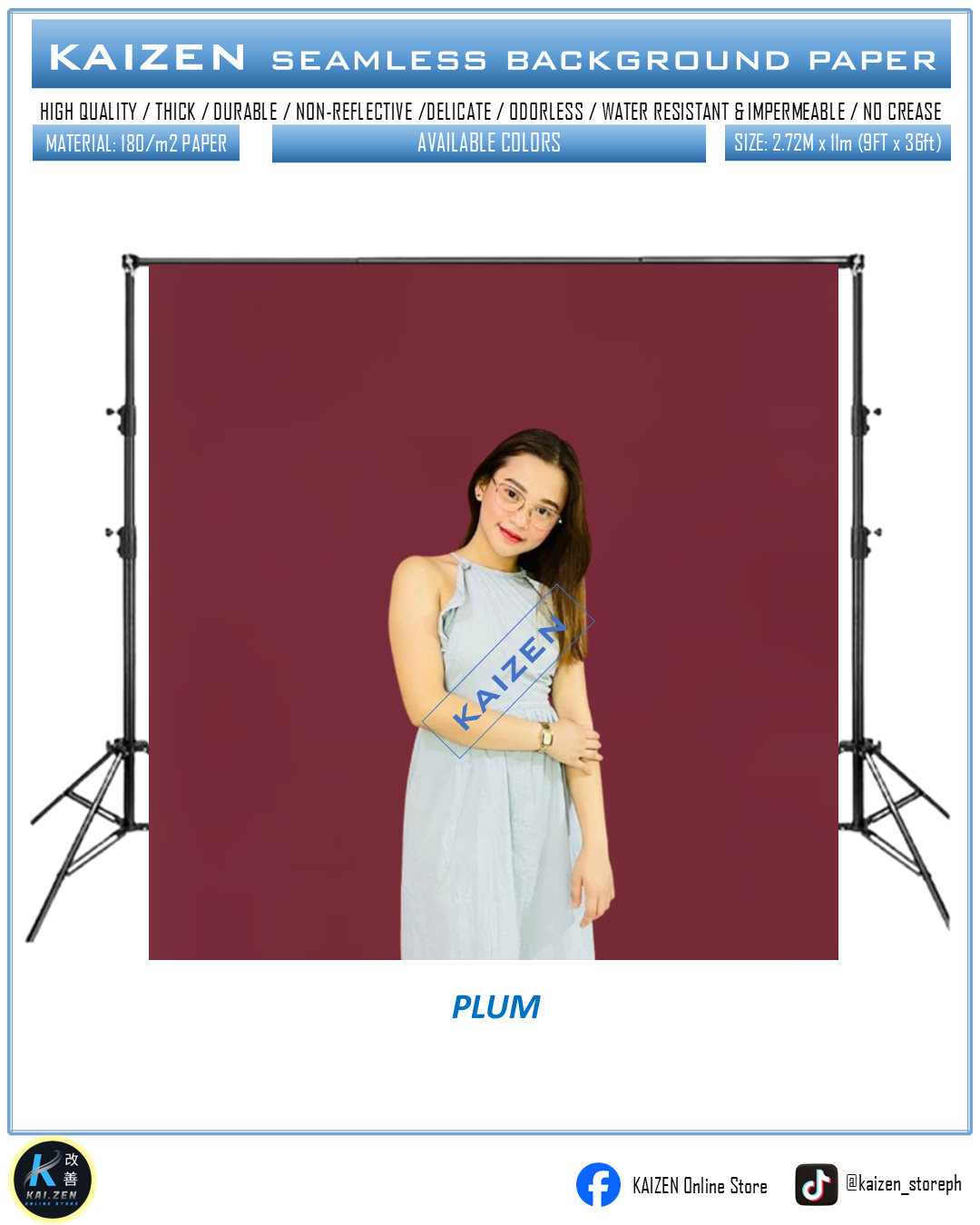 9ftx36ft Seamless Paper for Photography (KAIZEN Brand)