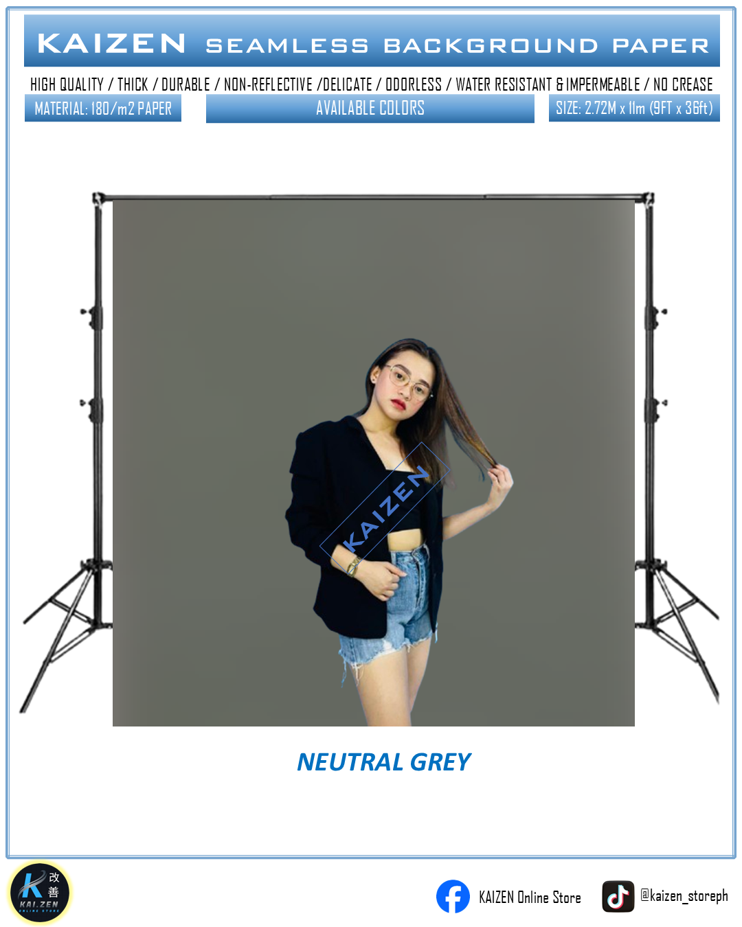 9ftx36ft Seamless Paper for Photography (KAIZEN Brand)