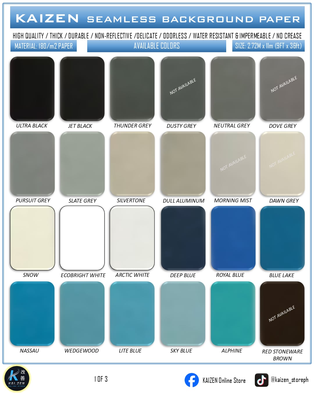 9ftx36ft Seamless Paper for Photography (KAIZEN Brand)