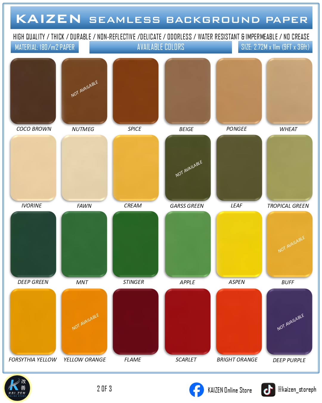 9ftx36ft Seamless Paper for Photography (KAIZEN Brand)